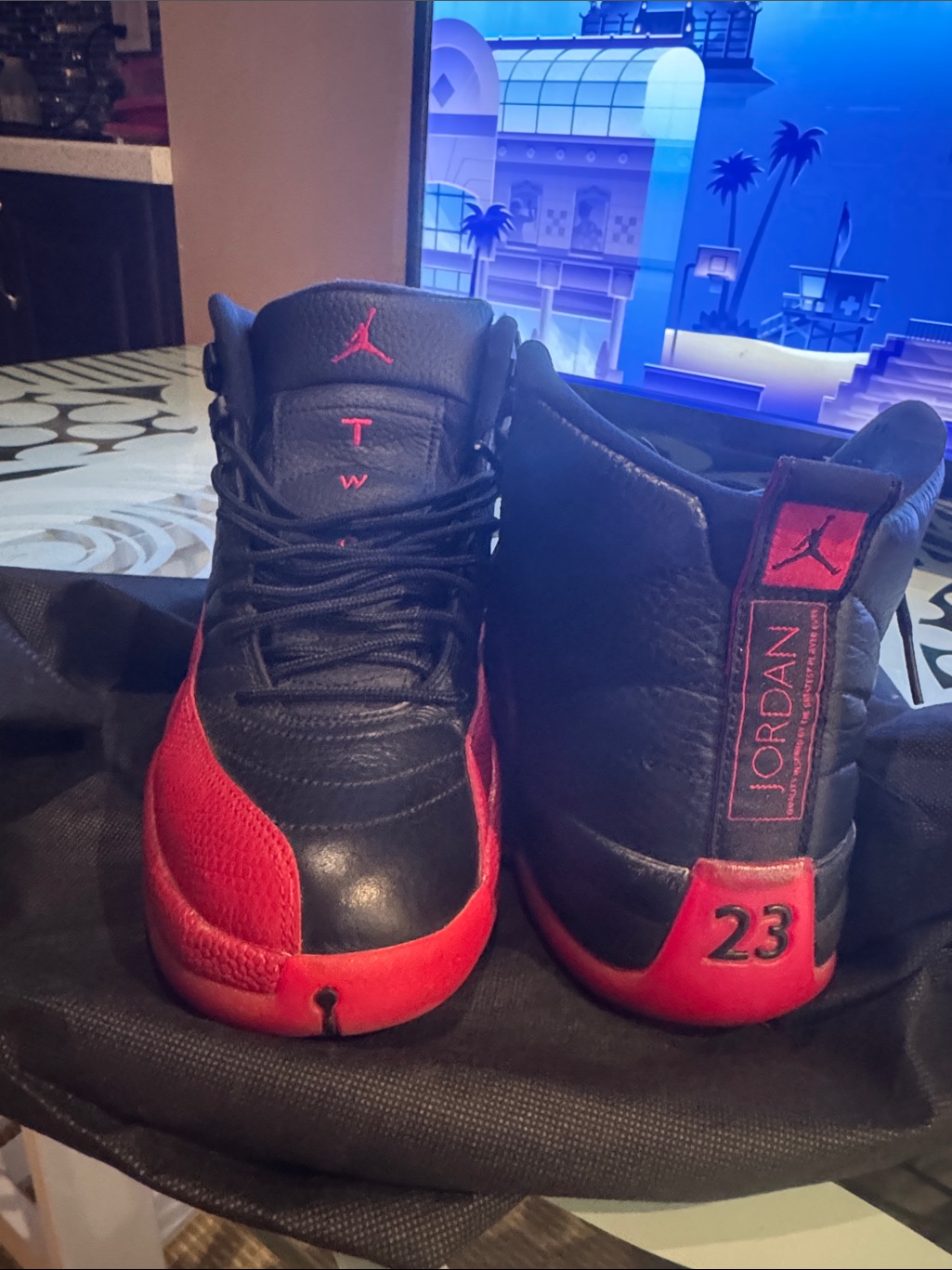 Men’s Jordan “Flu Game” Black And Red Retro Basketball Sneakers